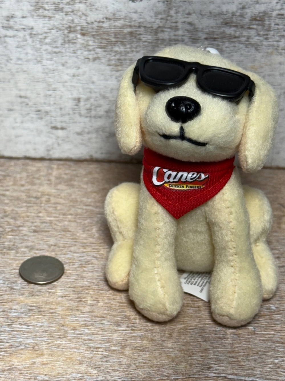 Raising Canes Chicken Plush Mascot Keychain Puppy Dog with Sunglasses 3.5"